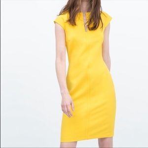 Zara canary yellow sheath dress